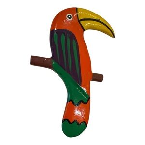 Toucan Hand-Painted Wooden Brooch